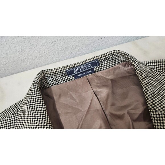 American Living Gray Sport Coat Silk Wool 2 button Plaid Men's Blazer Size 46R - Picture 3 of 11